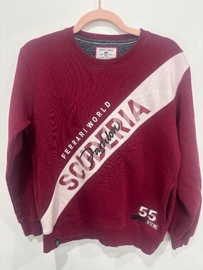 Monte Carlo Kids Ferrari World Sweatshirt Size 37 Maroon Diagonal Stripe Pullove